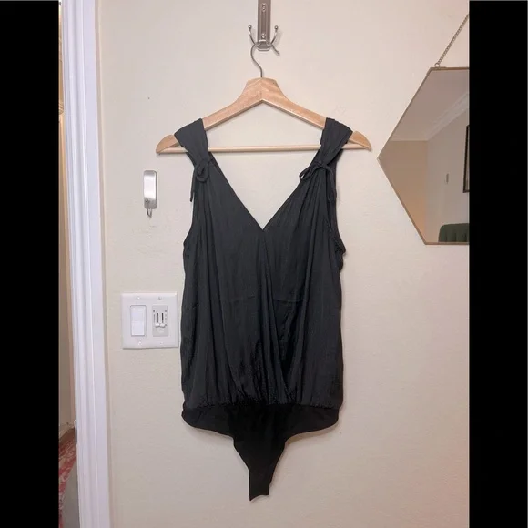 Paige Cerisa Surplice Bodysuit in Black - Picture 2 of 7